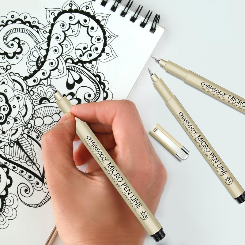 CHARSOCO 30 Micro Pen, 6 Pack Black Fine Point Pen with Waterproof Archival Ink, 3mm Fineliner Ink Pens for Artist Illustration, Sketching, Anime, Manga, Technical Drawing and Scrapbooking - Image 5